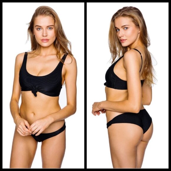 💕FRANKIE'S BIKINIS💕 Greer Ribbed Cheeky Bikini Bottom Black XL NWT - Picture 6 of 16
